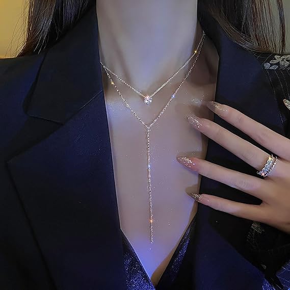 Rhinestone Lariat Necklace