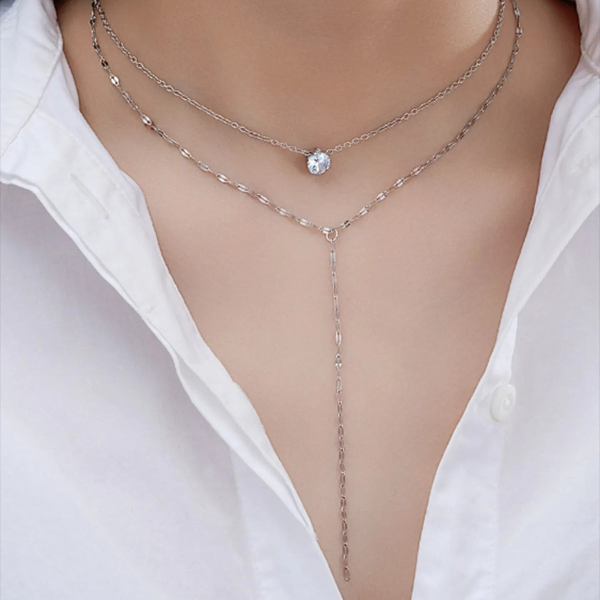 Rhinestone Lariat Necklace
